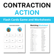 Contraction Action: English Flashcards and Grammar Words Activity