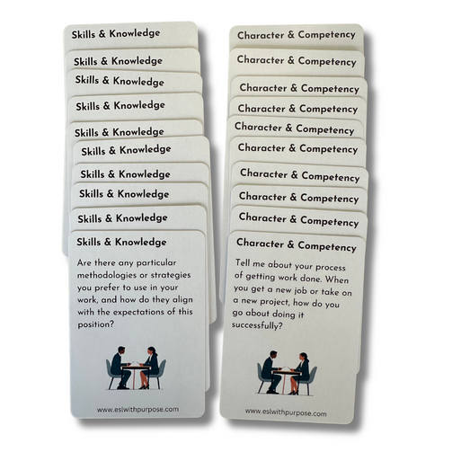Card Model Interview Questions 48 Job Interview Questions Cards for Your Next Career Opportunity – ESL ...
